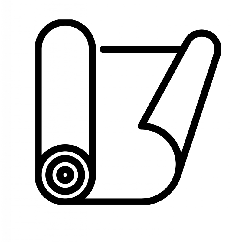 Line icon of a partially unrolled roll of geomembrane or geotextile material