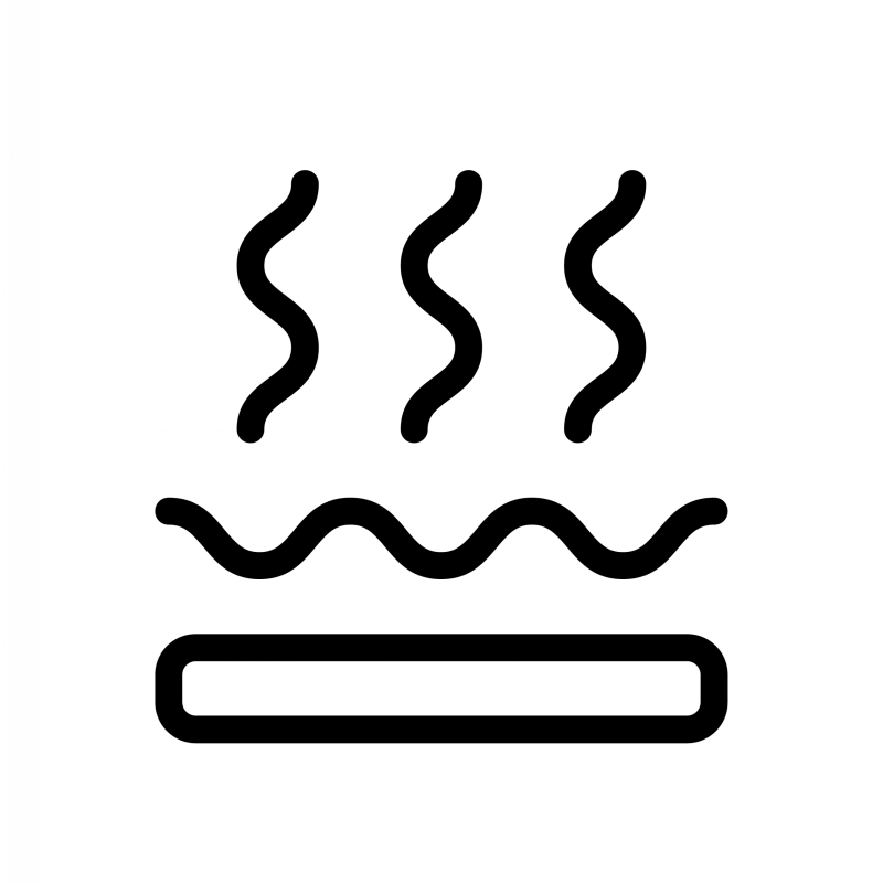 Line icon of heat or steam rising above a surface