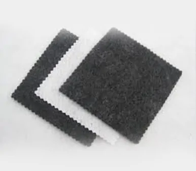 Black and white nonwoven geotextile fabric samples