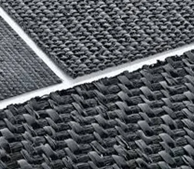 Close-up of woven and nonwoven geotextile fabric samples