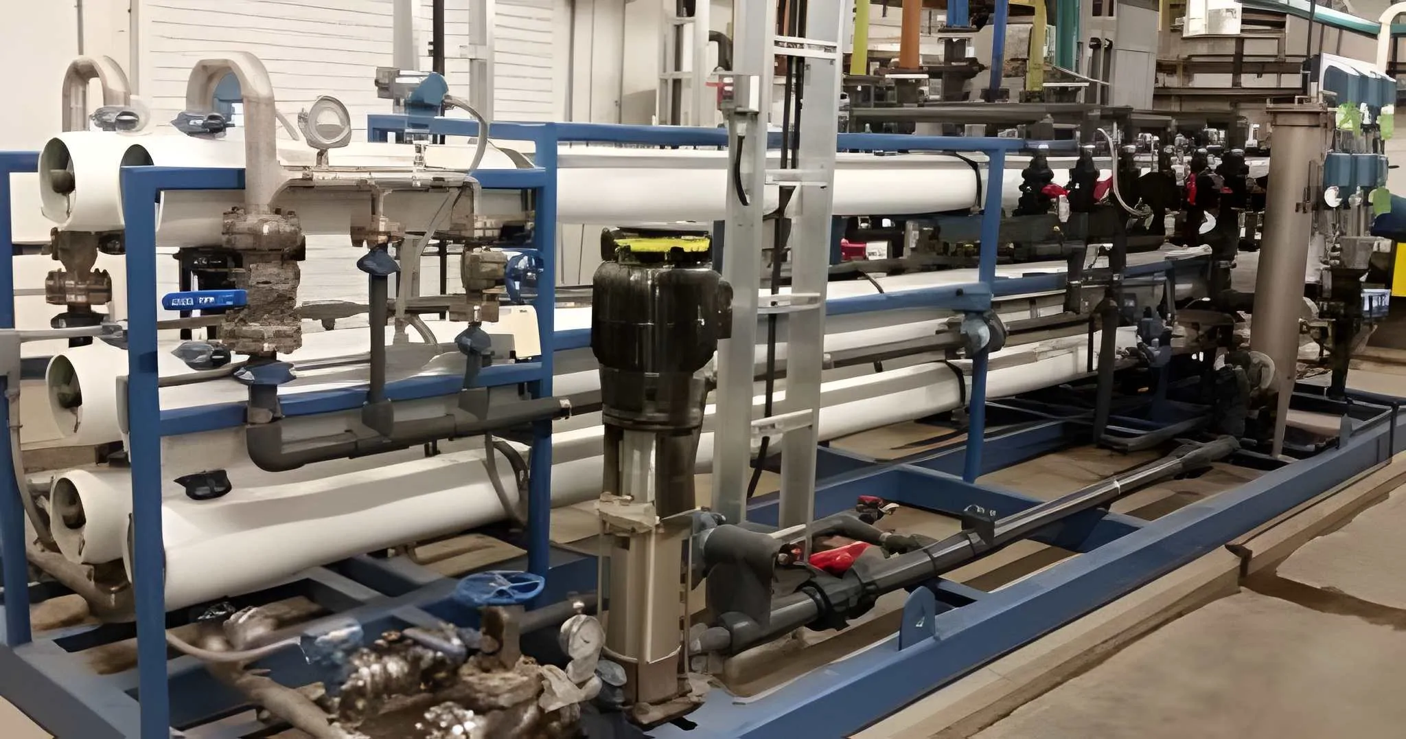 Reverse osmosis water treatment piping at the Mosquito, SK project